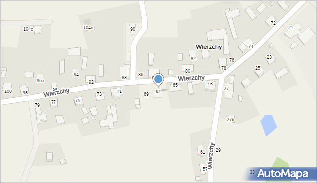 Wierzchy, Wierzchy, 67, mapa Wierzchy