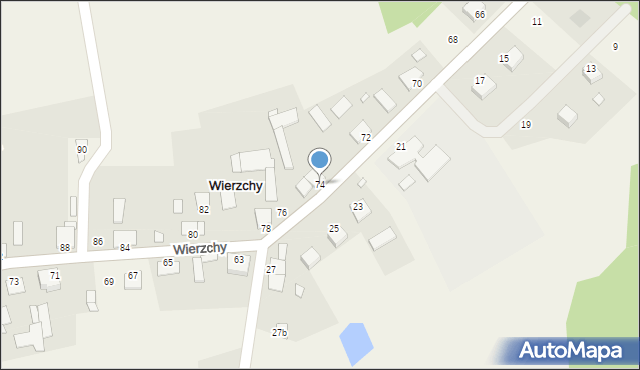 Wierzchy, Wierzchy, 74, mapa Wierzchy