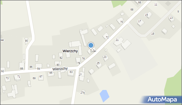 Wierzchy, Wierzchy, 74A, mapa Wierzchy