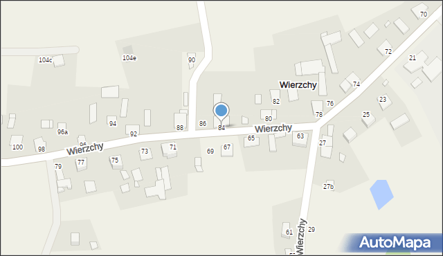 Wierzchy, Wierzchy, 84, mapa Wierzchy