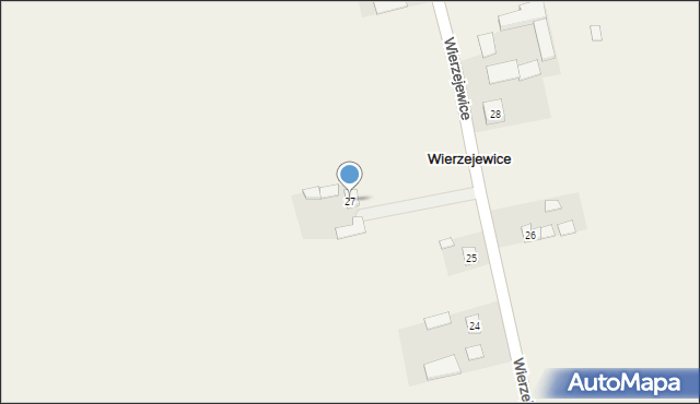 Wierzejewice, Wierzejewice, 27, mapa Wierzejewice