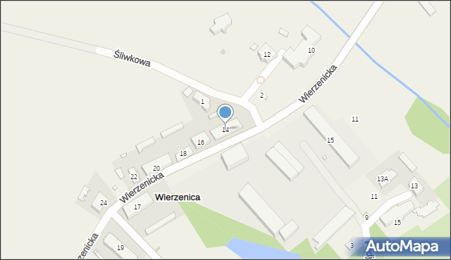 Wierzenica, Wierzenicka, 14, mapa Wierzenica