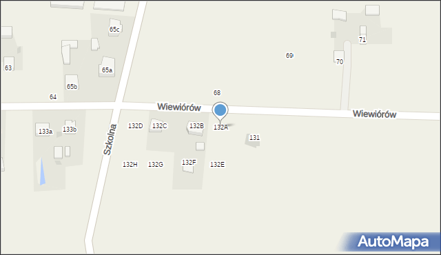 Wiewiórów, Wiewiórów, 132A, mapa Wiewiórów