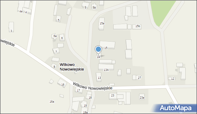 Wilkowo Nowowiejskie, Wilkowo Nowowiejskie, 14, mapa Wilkowo Nowowiejskie