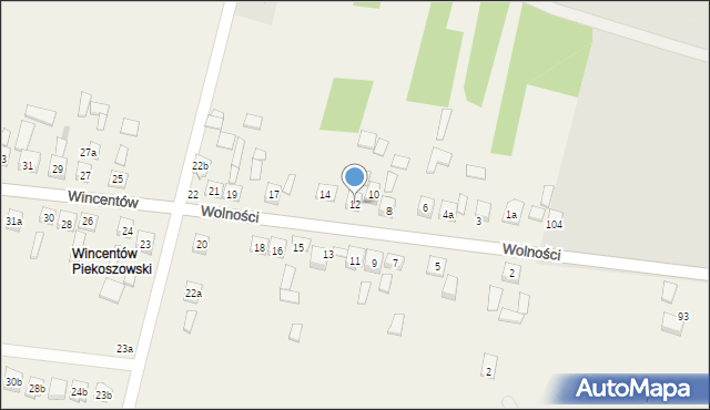 Wincentów, Wincentów, 12, mapa Wincentów