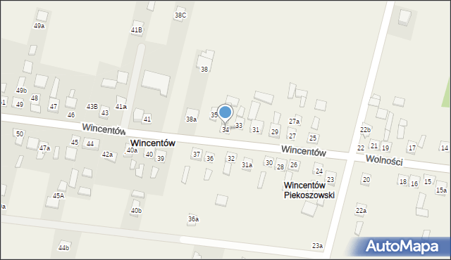 Wincentów, Wincentów, 34, mapa Wincentów