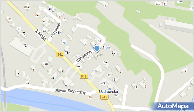Wisła, Wiosenna, 3, mapa Wisła