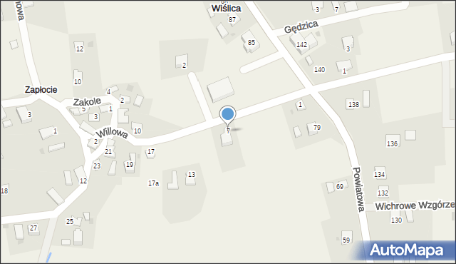 Wiślica, Willowa, 7, mapa Wiślica