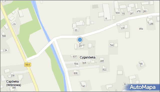 Wiśniowa, Wiśniowa, 23, mapa Wiśniowa