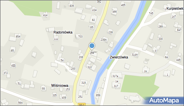 Wiśniowa, Wiśniowa, 269, mapa Wiśniowa
