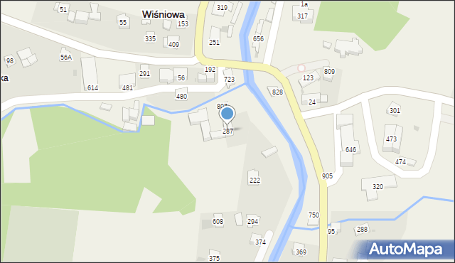 Wiśniowa, Wiśniowa, 287, mapa Wiśniowa