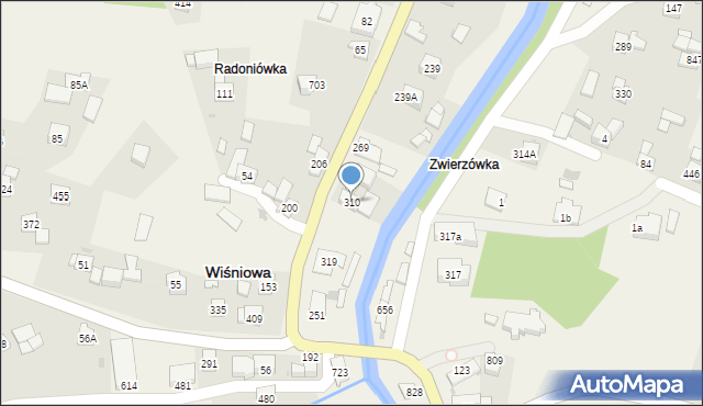 Wiśniowa, Wiśniowa, 310, mapa Wiśniowa