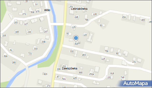 Wiśniowa, Wiśniowa, 313, mapa Wiśniowa