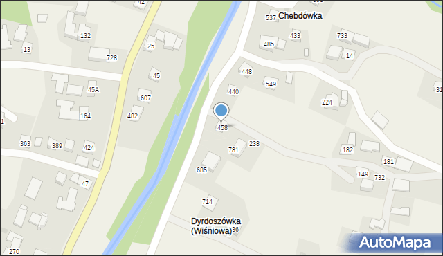 Wiśniowa, Wiśniowa, 458, mapa Wiśniowa