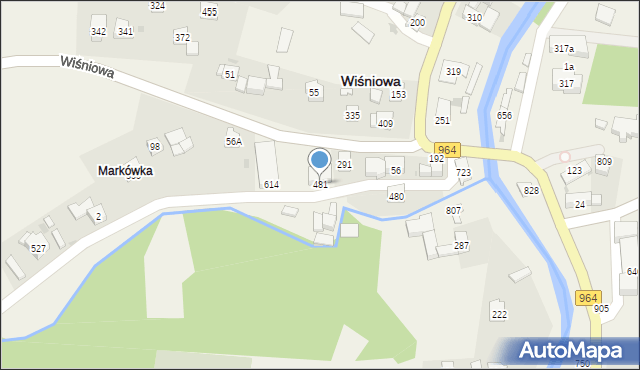 Wiśniowa, Wiśniowa, 481, mapa Wiśniowa
