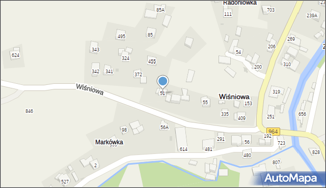 Wiśniowa, Wiśniowa, 51, mapa Wiśniowa
