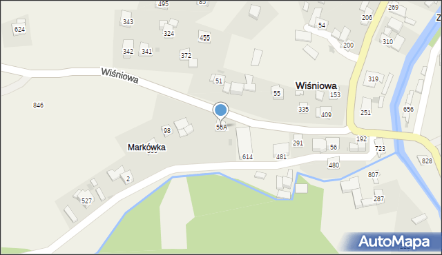 Wiśniowa, Wiśniowa, 56A, mapa Wiśniowa