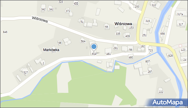 Wiśniowa, Wiśniowa, 614, mapa Wiśniowa