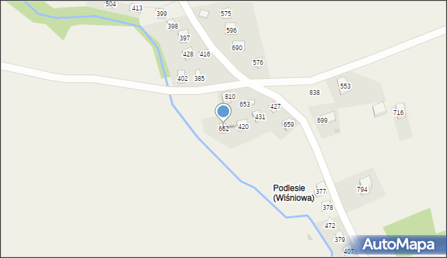 Wiśniowa, Wiśniowa, 662, mapa Wiśniowa
