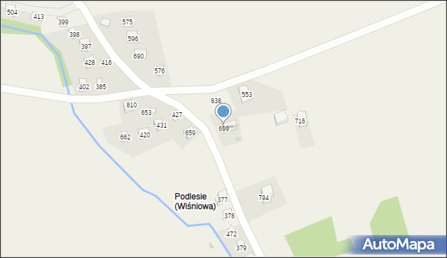 Wiśniowa, Wiśniowa, 699, mapa Wiśniowa