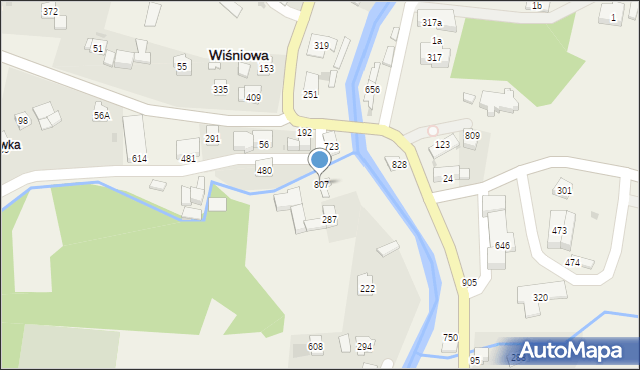 Wiśniowa, Wiśniowa, 807, mapa Wiśniowa