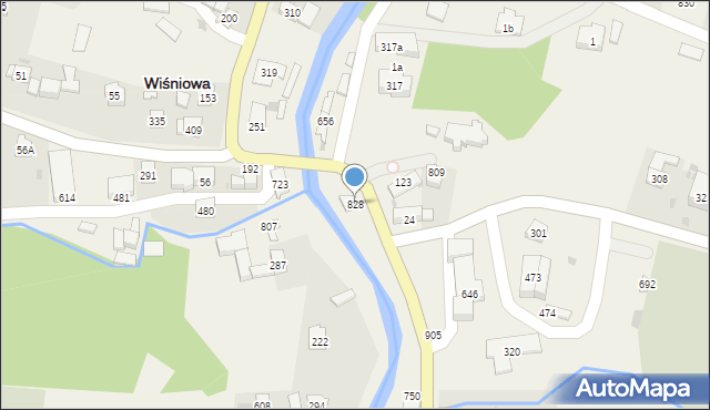 Wiśniowa, Wiśniowa, 828, mapa Wiśniowa