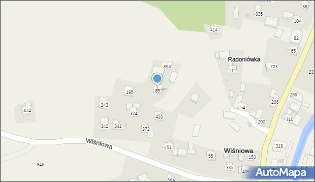 Wiśniowa, Wiśniowa, 85, mapa Wiśniowa