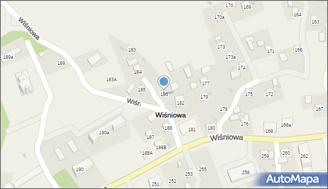 Wiśniowa, Wiśniowa, 186, mapa Wiśniowa