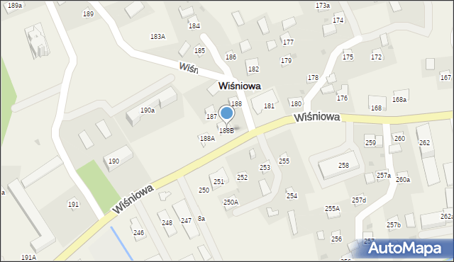 Wiśniowa, Wiśniowa, 188B, mapa Wiśniowa