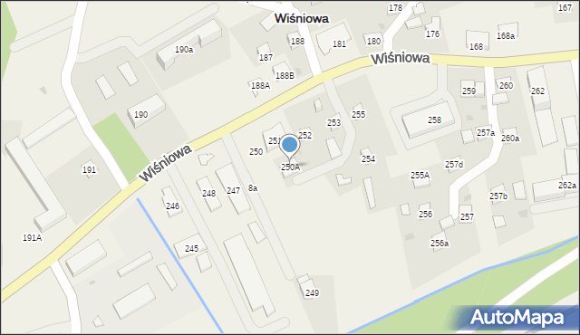 Wiśniowa, Wiśniowa, 250A, mapa Wiśniowa