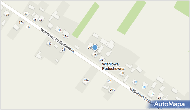 Wiśniowa Poduchowna, Wiśniowa Poduchowna, 25, mapa Wiśniowa Poduchowna