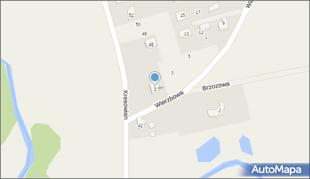 Witkowo Drugie, Wierzbowa, 1, mapa Witkowo Drugie