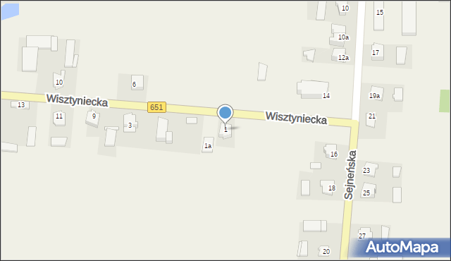 Wiżajny, Wisztyniecka, 1, mapa Wiżajny