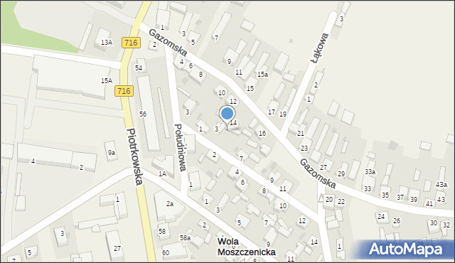Wola Moszczenicka, Wiśniowa, 5, mapa Wola Moszczenicka
