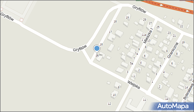 Wolin, Wiejska, 15, mapa Wolin