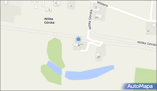 Wólka Górska, Wiślana, 18, mapa Wólka Górska