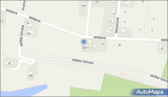 Wólka Górska, Wiślana, 30, mapa Wólka Górska