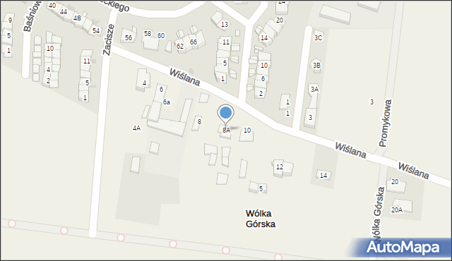 Wólka Górska, Wiślana, 8A, mapa Wólka Górska