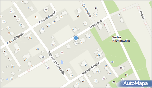 Wólka Kozodawska, Wichrowa, 7, mapa Wólka Kozodawska