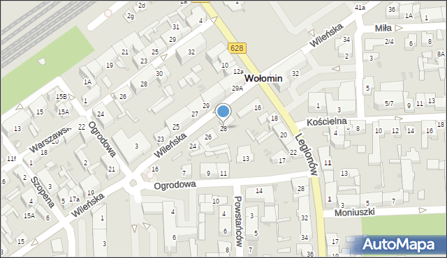 Wołomin, Wileńska, 28, mapa Wołomin