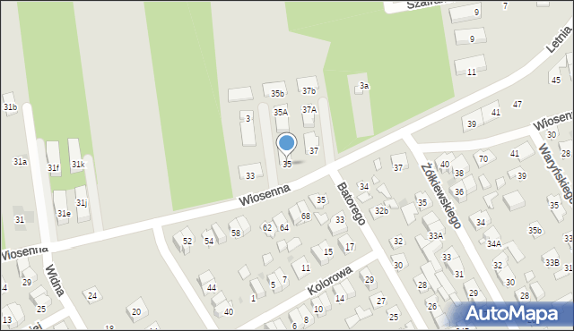 Wołomin, Wiosenna, 35, mapa Wołomin