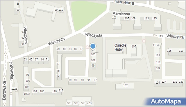 Wrocław, Wieczysta, 103, mapa Wrocławia