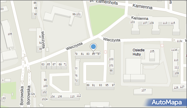 Wrocław, Wieczysta, 85, mapa Wrocławia