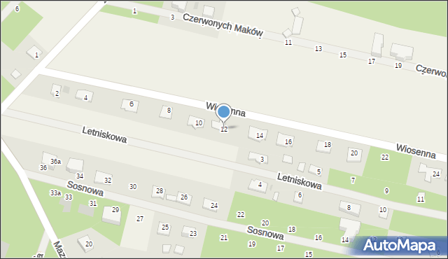 Wycinki Osowskie, Wiosenna, 12, mapa Wycinki Osowskie