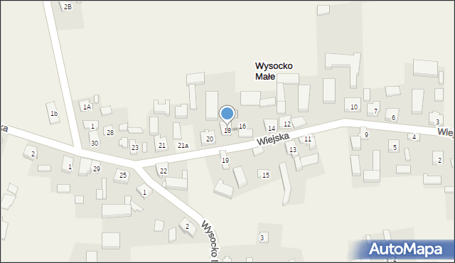 Wysocko Małe, Wiejska, 18, mapa Wysocko Małe