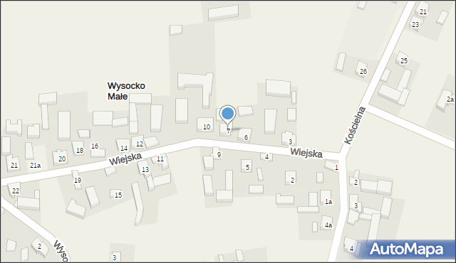 Wysocko Małe, Wiejska, 7, mapa Wysocko Małe