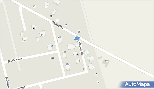 Wysokie Mazowieckie, Wiosenna, 2, mapa Wysokie Mazowieckie