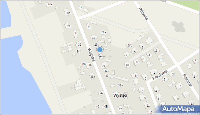 Występ, Wiejska, 27, mapa Występ