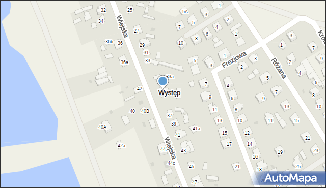 Występ, Wiejska, 35, mapa Występ