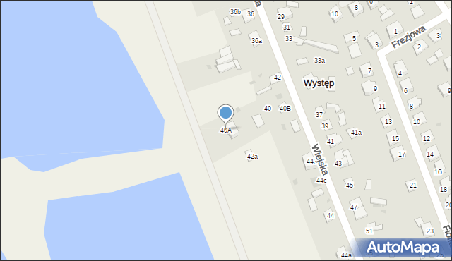 Występ, Wiejska, 40A, mapa Występ